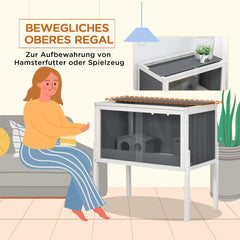 PawHut Zwerghamsterkäfig mit Regal und Acrylschiebetüren Holz