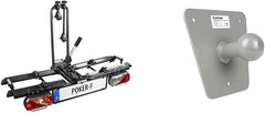 EUFAB 12010LAS Fahrradträger POKER-F, E-Bike geeignet, komplett vormontiert, Diebstahlschutz, für 2 Fahrräder, für Anhängerkupplung, Schwarz, 142 x 70 x 58 cm