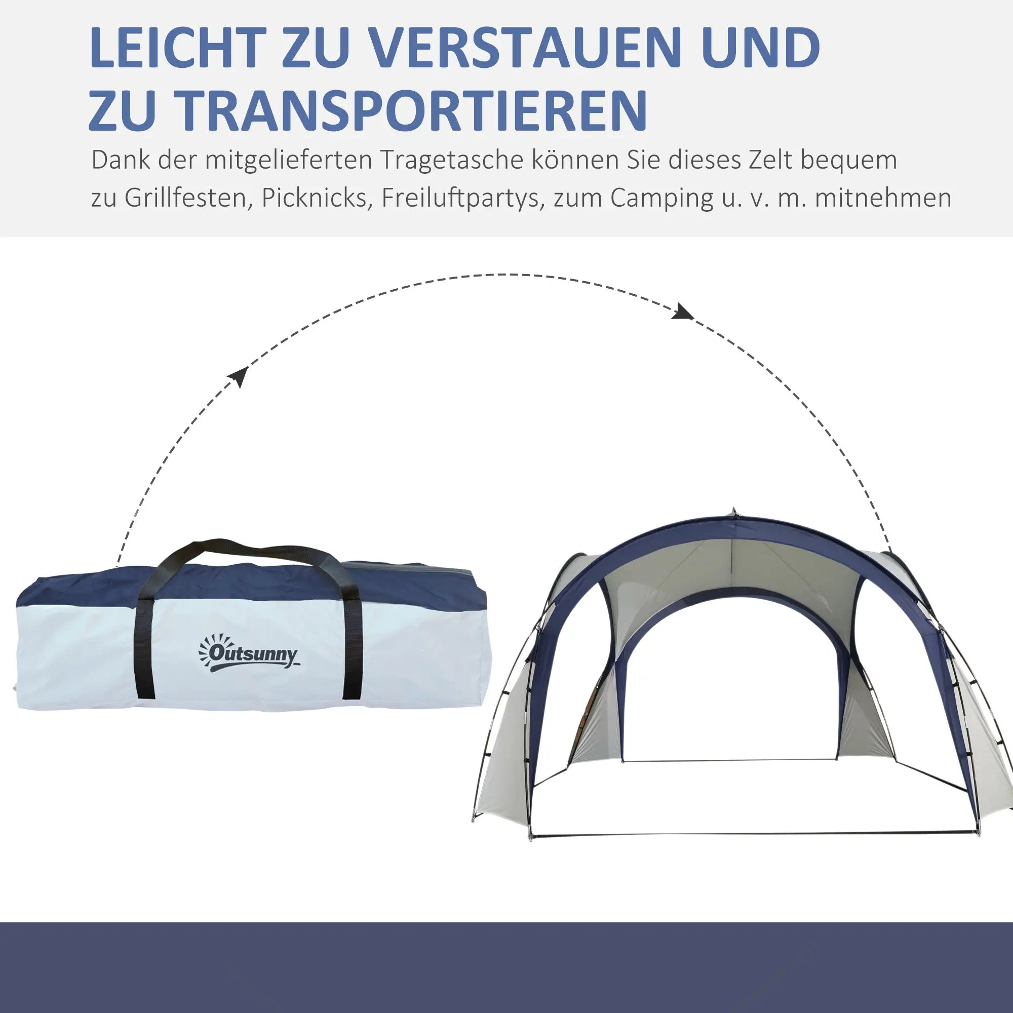 Outsunny Pavillon Gartenzelt Sonnenschutz Outdoor Glasfaser