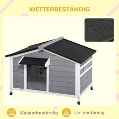 PawHut Hundehütte Outdoor aufklappbares Dach wetterfest Massivholz