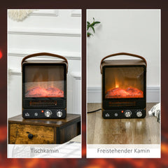 HOMCOM Elektrokamin realistische LED-Flammen Temperaturkontrolle