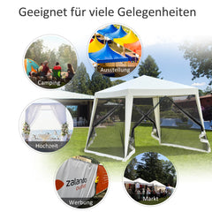 Outsunny Gartenpavillon mit Moskitonetz wasserabweisend cremeweiß