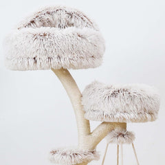 Fudajo Designer Kratzbaum in Zweigdesign 130 cm hoch, Katzenkratzbaum mit Plüsch und Sisal, Kletterbaum für Katzen, Katzenbaum mit Hängeliege
