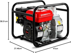 EBERTH 5,5PS Wasserpumpe mit 30.000l/h und 30m Förderhöhe, 2 Zoll Anschluss, Gartenpumpe Schmutzwasserpumpe mit 4-Takt-Motor und 7m Ansaughöhe, Benzin Pumpe, Seilzugstart, Metallfuß, Tragegriff