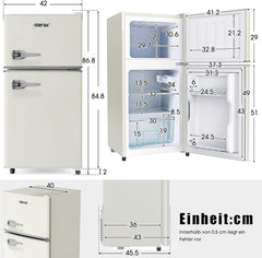 Merax Kühlschrank mit Gefrierfach, Kühl-Gefrierkombination, klein Kühlschrank mit 51L und Gefrierschrank 21L, Leise, LED, Glasablagen, Gemüsefach, Türablagen, für Küche, Wohnzimmer, Büro, Schwarz
