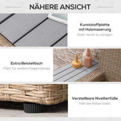 Outsunny Gartenmöbelset 4-teilig wetterfest mit Ablage Polyrattan