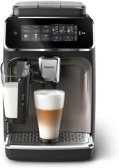 Philips 2300 Serie Vollautomatische Espressomaschine - 4 Getränke, modernes Farb-Touchscreen-Display, LatteGo-Milchsystem, SilentBrew, Keramikmahlwerk, AquaClean-Filter. Weißes Chrom (EP2333/40)