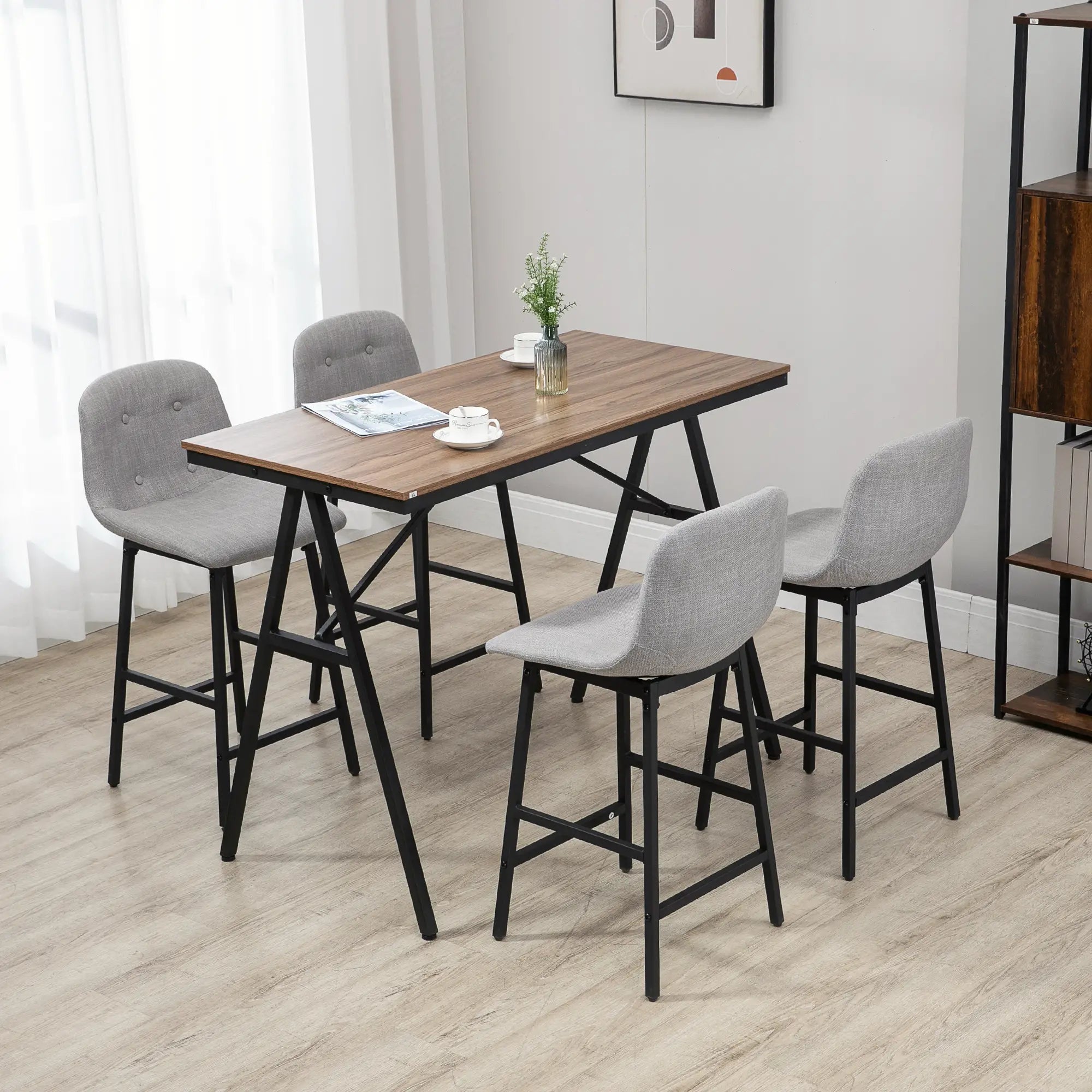 HOMCOM Bartisch-Set 5-tlg. mit Barhockern viel Platz hoher Sitzkomfort