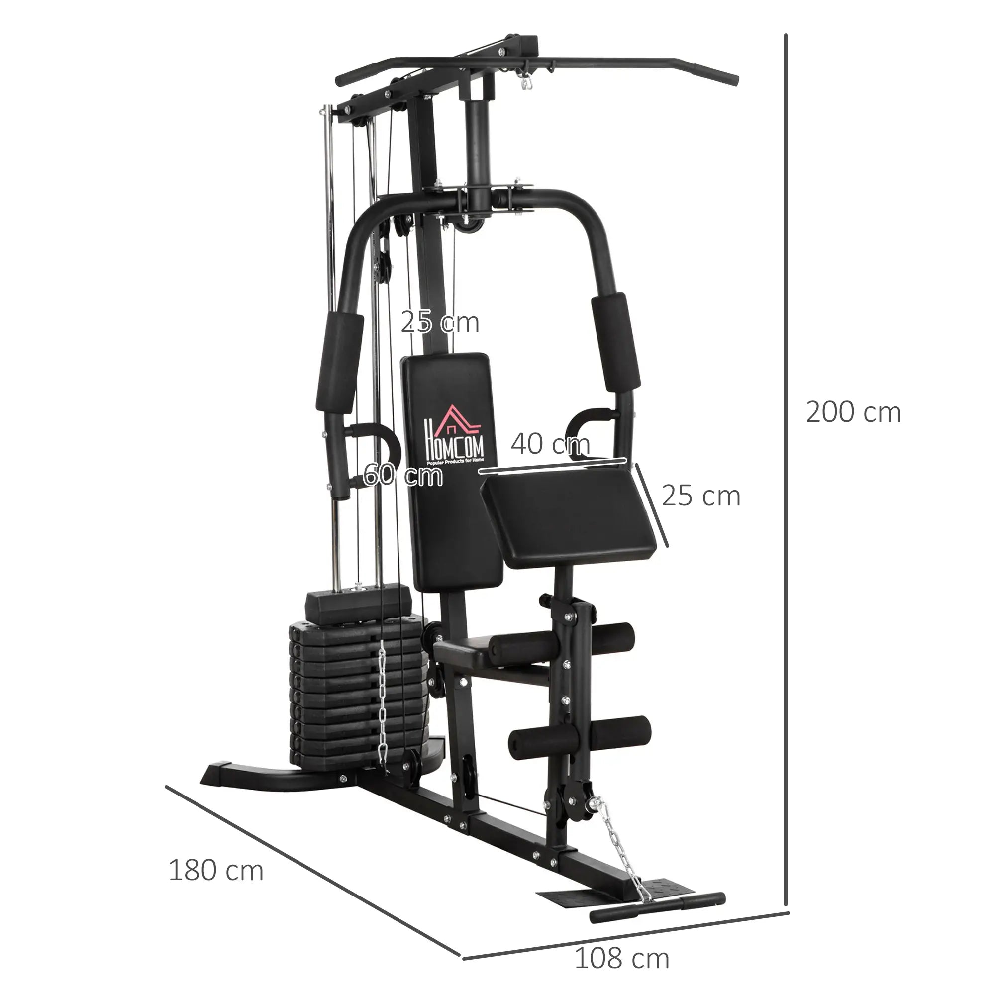 HOMCOM Kraftstation Fitnessstation Latzug Butterfly verstellbar
