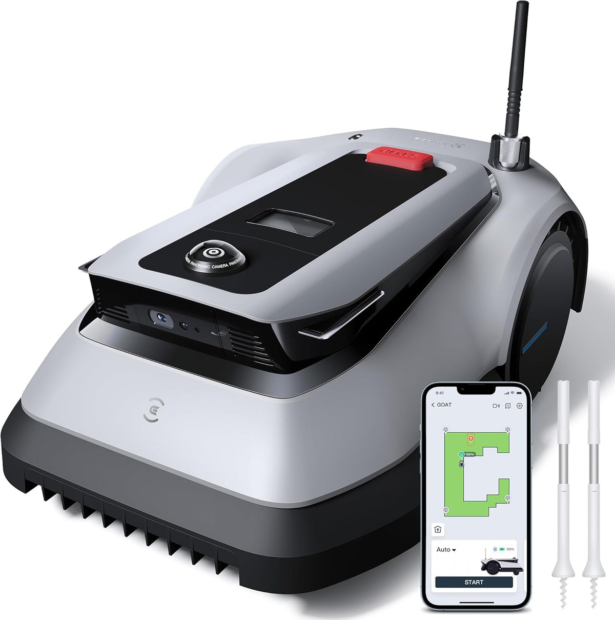 ECOVACS GOAT G1-800 Mhroboter ohne Begrenzungskabel 800㎡, Rasenmher Roboter mit TrueMapping-Multifusionslokalisierung, Hindernisvermeidung, 16-Zonen-Management, 45% Steigung, Videomanager