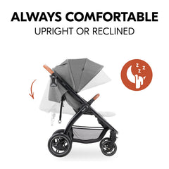 Hauck Uptown Kinderwagen Melange Rose – Kinderwagen für jedes Gelände, extra großer Sitz, flache Liegeposition, Gummiräder, Federung, kompakt und einfach zusammenklappbar, mit Regenschutz