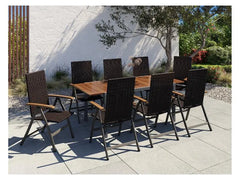 Geflecht-Set »Valencia«, 9-teilig - Ausziehtisch & 8 Klappsessel, braun