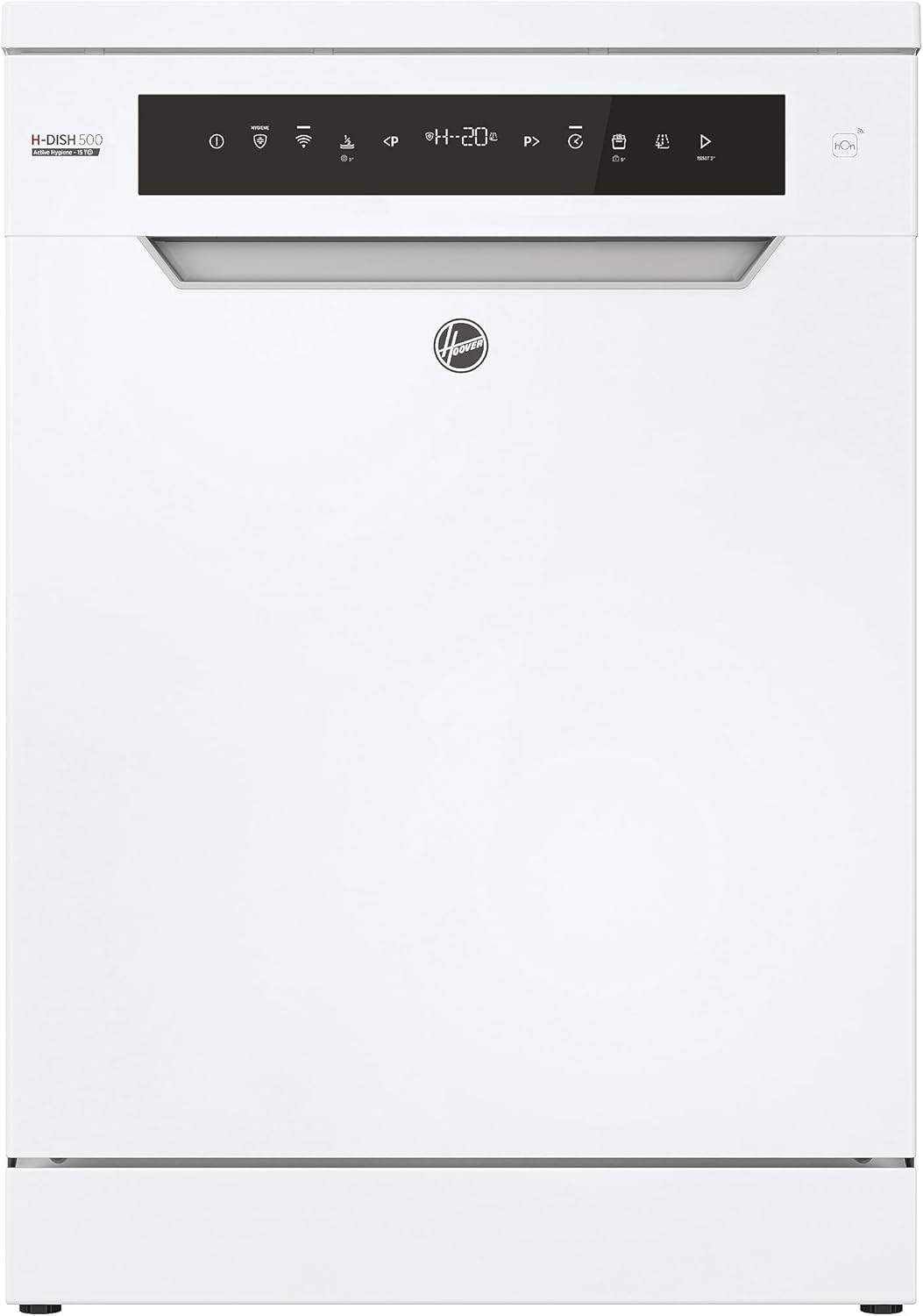 Hoover HF 4C6F0PW Geschirrspüler; 14 Maßgedecke; Freistehend, 60 cm breit; Energieeffizienzklasse C; Smarte Bedienung mit WiFi + Bluetooth-Technologie