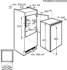 AEG TSK5O881ES Built-In Fridge / 880 mm / 142 L/Tow Door/E