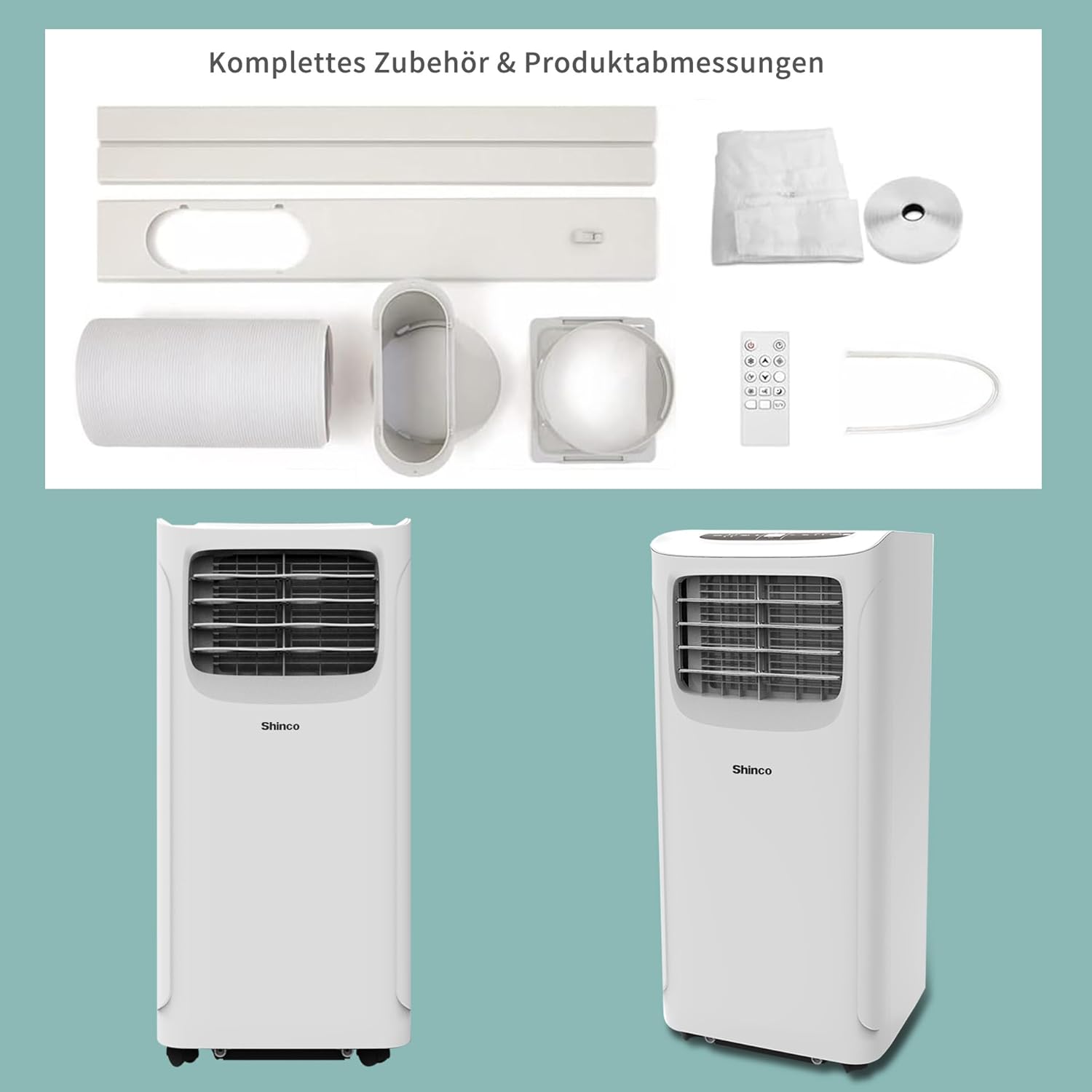 SHINCO Mobile Klimaanlage mit Abluftschlauch, 3-in-1Klimaanlage mit Luftentfeuchter&Ventilator, 7000BTU, 2,05 kW, Mobiles Klimagert mit Schlafmodus, Timer und Montagematerial, Rume bis 54m