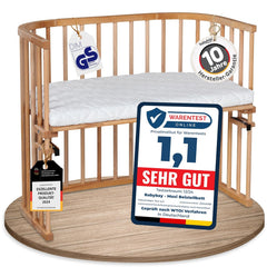 babybay Original Beistellbett aus massivem Buchenholz / kompakt & verwandelbar / Kinderbett Höhe stufenlos verstellbar & umweltfreundlich / mitwachsendes Babybett (weiß lackiert) / inkl. Matratze