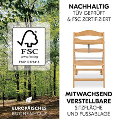hauck Hochstuhl Beta+ Newborn Set Premium Dark Grey - Babyhochstuhl Set ab Geburt mit Neugeborenen Aufsatz Bouncer, Sitzpolster und Essbrett - Dark Grey