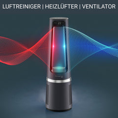 Rowenta QU5062 Eclipse 3in1 Luftreiniger, Heizlüfter, Ventilator, filtert 99,9% der Partikel, für 30 m2 Raumgröße, schnelle Heizung bis zu 35°C, automatischer Tag- und Nachtmodus, Schwarz/Grau