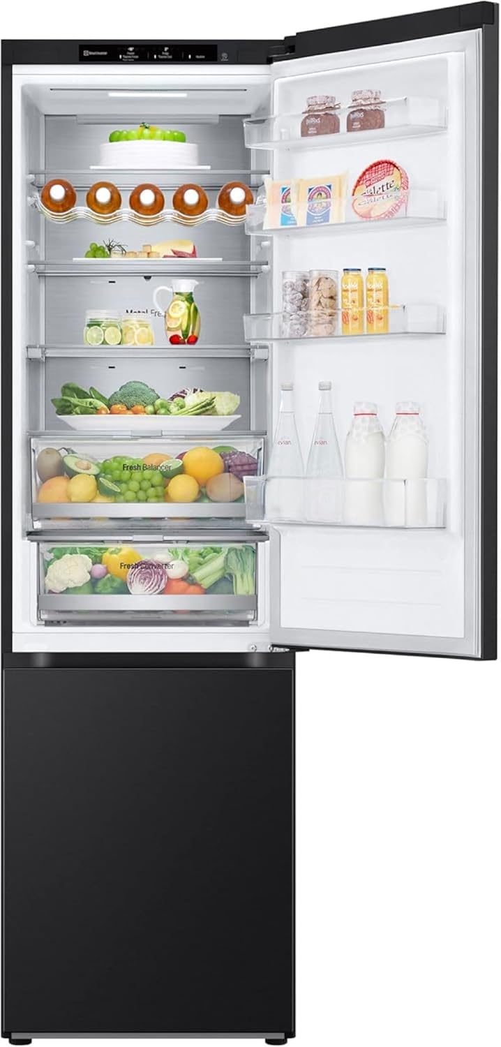 LG GBV22NCCEP Kühl-/Gefrierkombination – Smart Inverter Compressor, Total No Frost, Modern Flat Door Design, Matt Schwarz Metallic, Energieeffizienz A