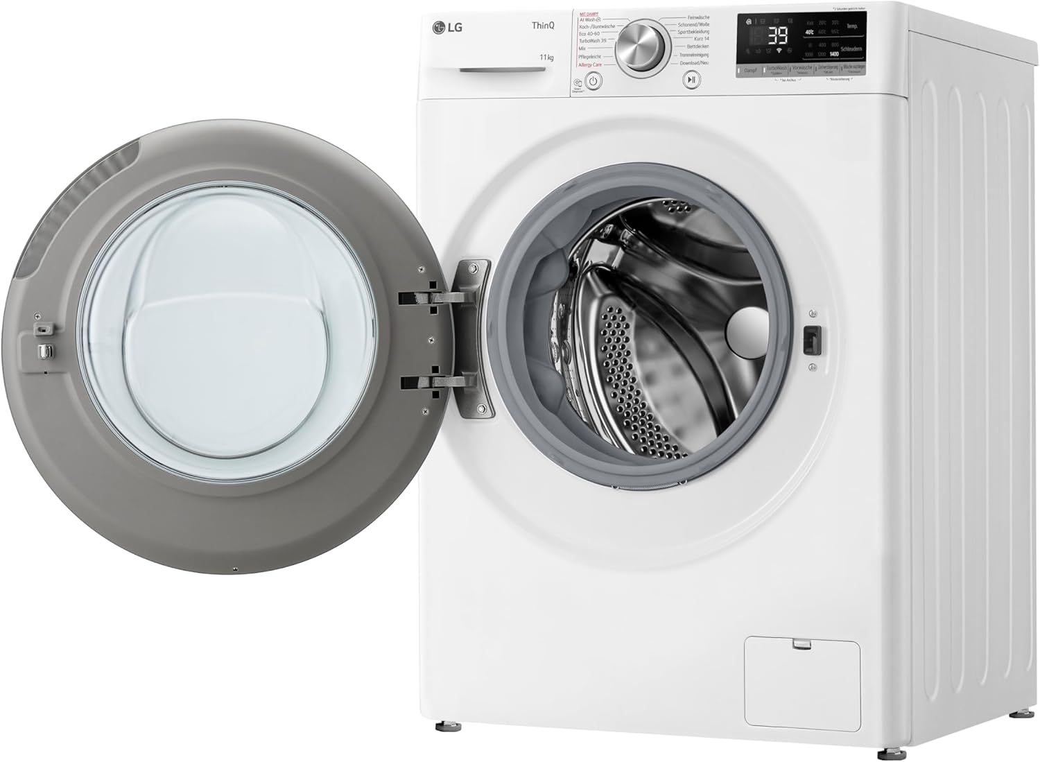 LG F4WV7080, Klasse A, Frontlader-Waschmaschine 8 kg, 1400 U/Min, AI Direct Drive, Wi-Fi, Tiefenreinigung mit Dampf, Große Kapazität, TRIPLE A, Außentür aus Sicherheitsglas, 62 x 60 x 85 cm ꟷ Weiß