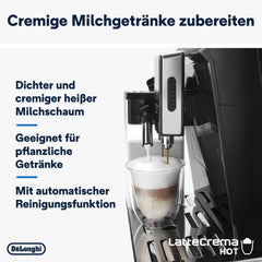 De'Longhi Eletta Evo ECAM 46.860.B Kaffeevollautomat mit LatteCrema Milchsystem, Cappuccino und Espresso auf Knopfdruck, LCD Display und Sensor-Touch-Tasten, schwarz