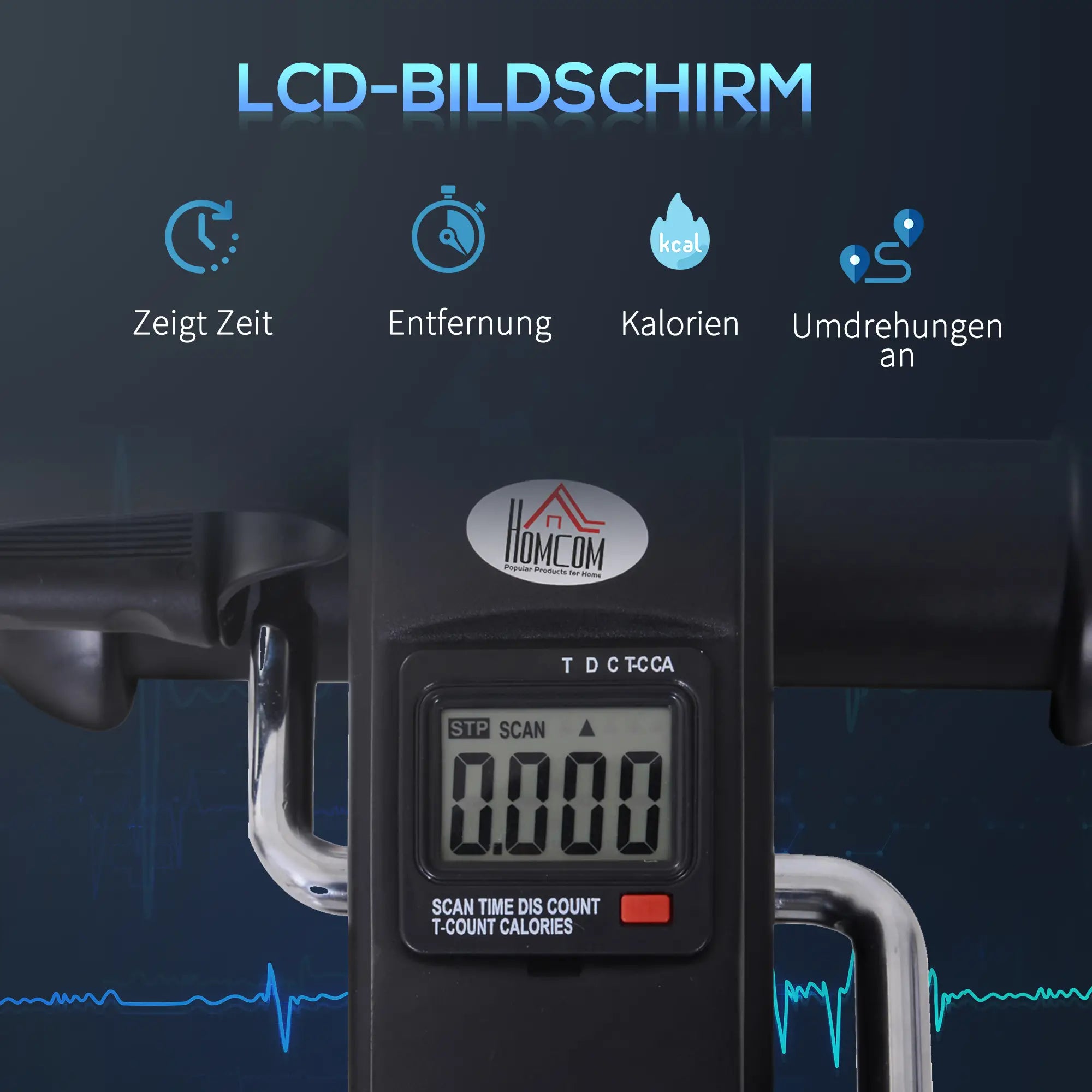 HOMCOM Mini Bike Pedaltrainer mit LCD-Display, verstellbarer Widerstand