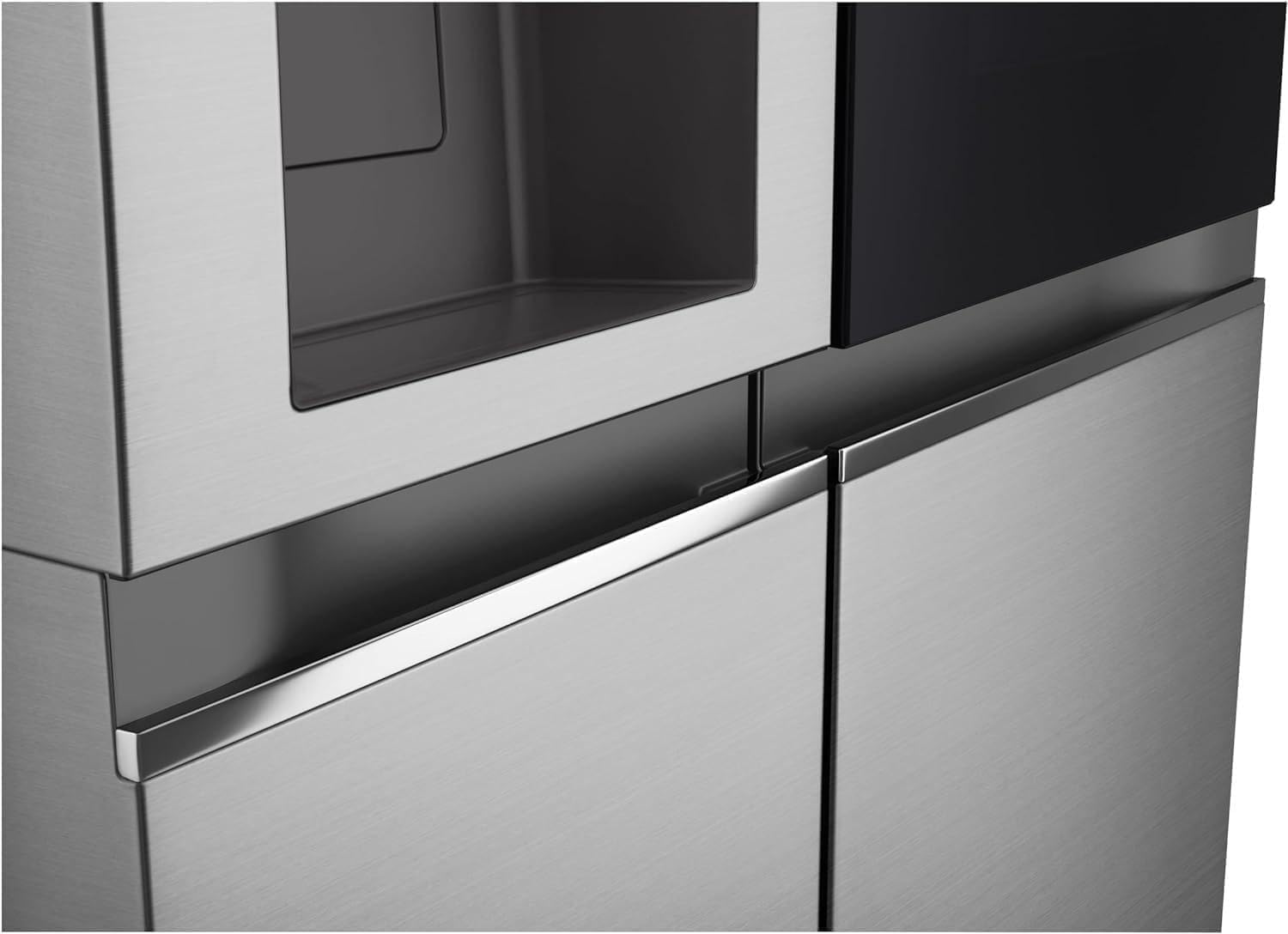 LG GSGV81PYLL Side by Side Kühlschrank, Klasse E, 635 L, Instaview, Kühlschrank mit Gefrierfach, Eis-, Crushed Ice- Wasserspender, Total NoFrost, Smart Inverter Kompressor, Wi-Fi