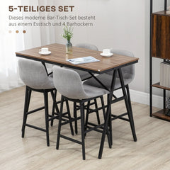 HOMCOM Bartisch-Set 5-tlg. mit Barhockern viel Platz hoher Sitzkomfort