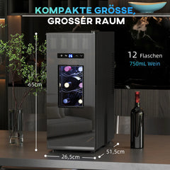 HOMCOM Weinkühlschrank 12 Flaschen 30 L Schwarz