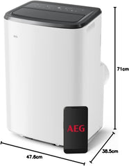 AEG Chillflex Pro AXP26U338CW mobile Klimaanlage / LED Display / Touch-Buttons / Fernbedienung / 30-40 m² / Kühlfunktion / Ventilator / Entfeuchtungsfunktion / Automatik / weiß/silber/schwarz
