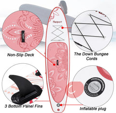 Premium-Stand-Up-Paddle-Board, Yoga-Board mit strapazierfähigem SUP-Zubehör und Tragetasche | Breiter Stand, Surf-Kontrolle, rutschfestes Deck, Leine, Paddel und Pumpe für Jugendliche und Erwachsene