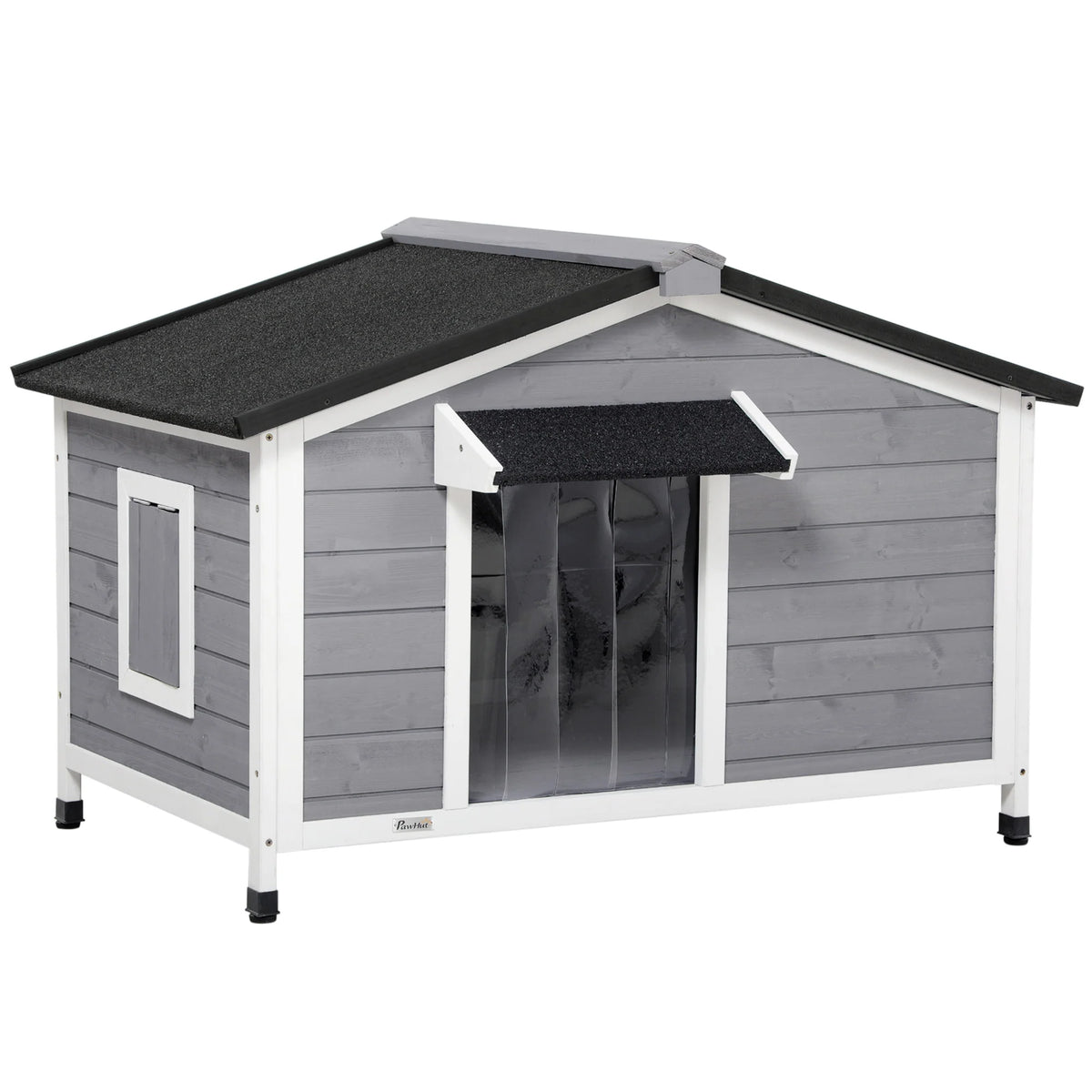 PawHut Hundehütte Outdoor aufklappbares Dach wetterfest Massivholz