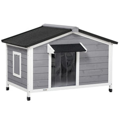 PawHut Hundehütte Outdoor aufklappbares Dach wetterfest Massivholz