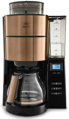 Melitta AromaFresh - Filterkaffeemaschine - mit Glaskanne - integriertes Mahlwerk - Timer Funktion - 10 Tassen - Pure Black