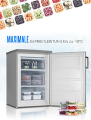 Heinrich´s Gefrierschrank 61Liter -18°C Freezer, 3x Gefrierschublade, 7 Stufen Temperaturregler, Airflow, wechselbarer Türanschlag weiß