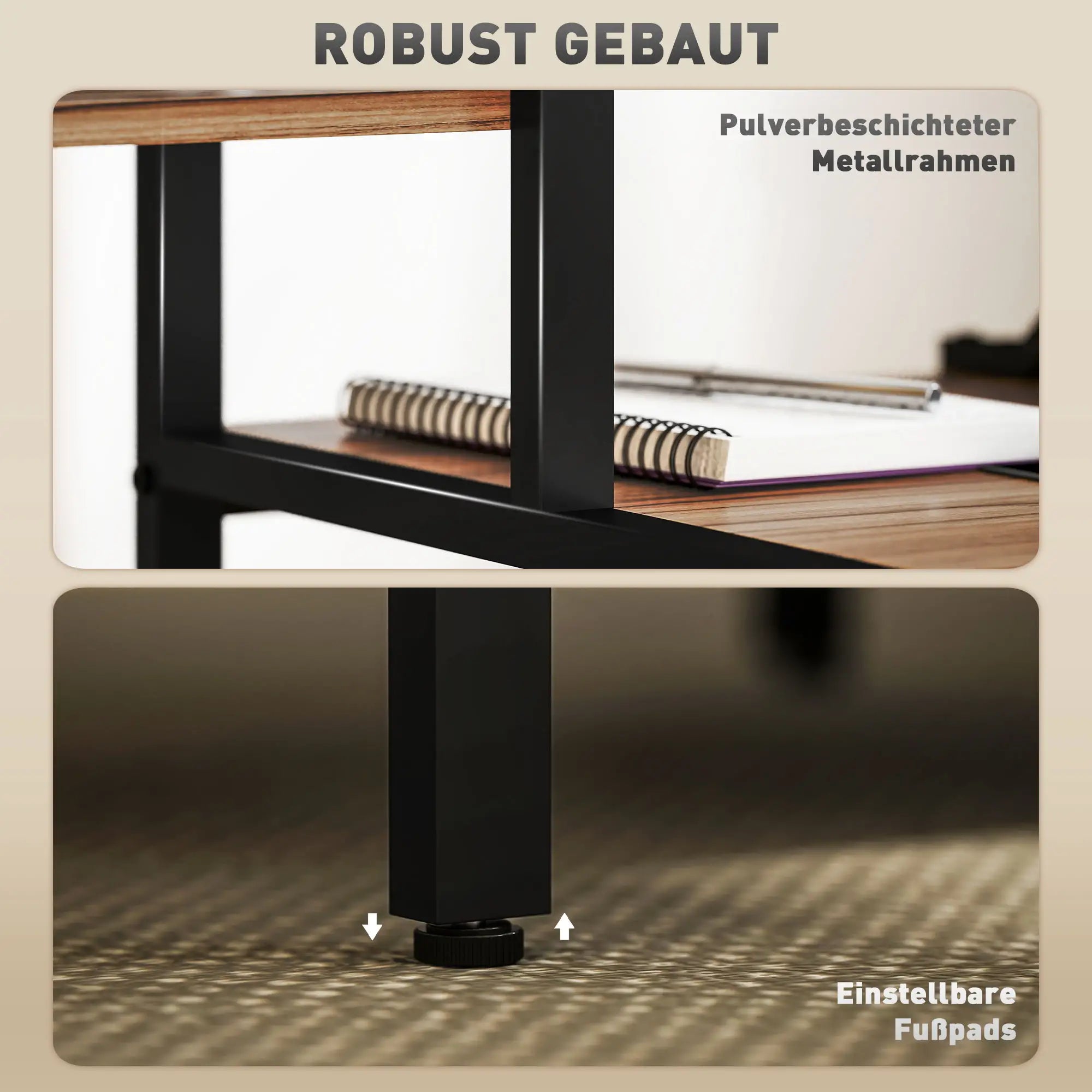 HOMCOM Computertisch mit Monitorständer & 4 Regalen – 150 × 48 × 125 cm