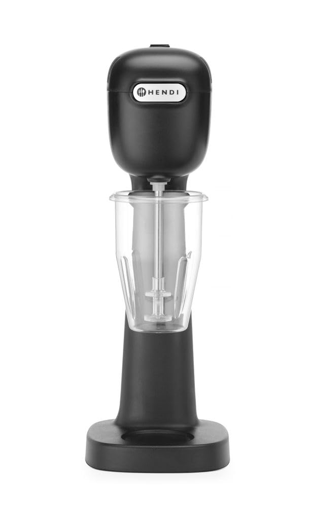 HENDI Milchshake Maker, Inkl. 2 Mixbechers (Edelstahl und Polykarbonat) und 4 austauschbaren Rührwerken, Drink mixer, Frappés, Getränkemixer, 230V/400W, 170x196x(H)490mm, Karamell