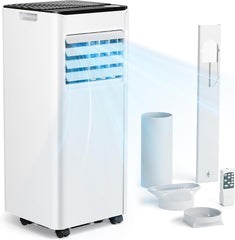 Mobile Klimaanlage 9000 BTU mit Abluftschlauch | 4-in-1 Mobiles Klimagerät | Leiser Betrieb