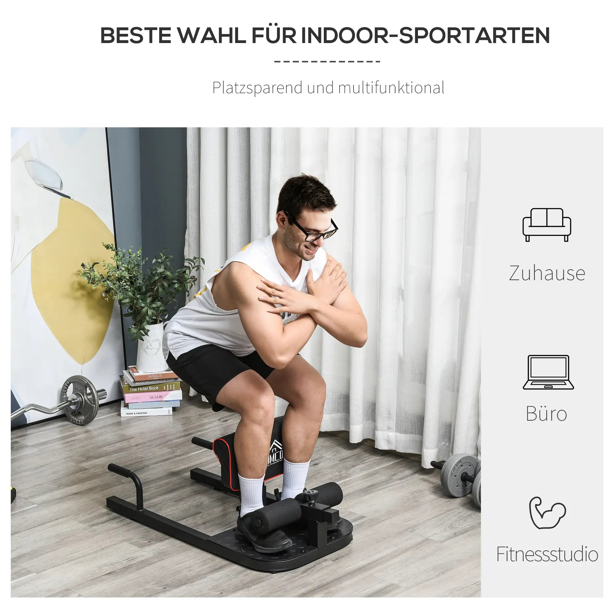 HOMCOM Sissy Squat Kniebeugentrainer 3in1 höhenverstellbar