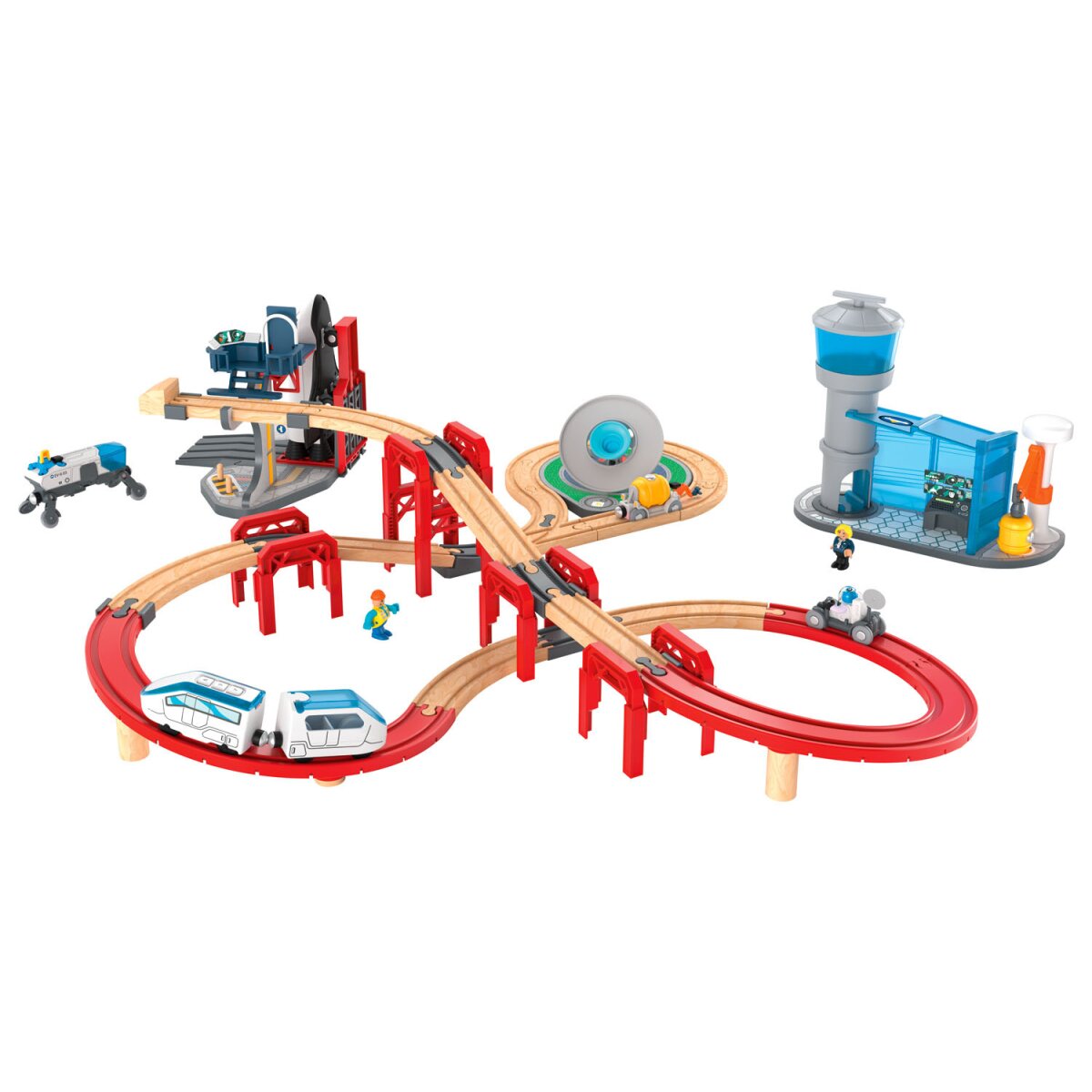Playtive Holz-Eisenbahn-Set Weltraumstation, 67-teilig - B-Ware neuwertig