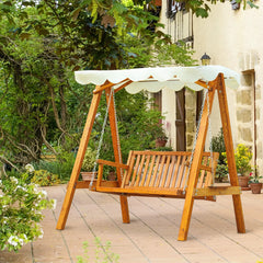Outsunny Hollywoodschaukel Gartenschaukel 2-Sitzer mit Sonnendach Lärche
