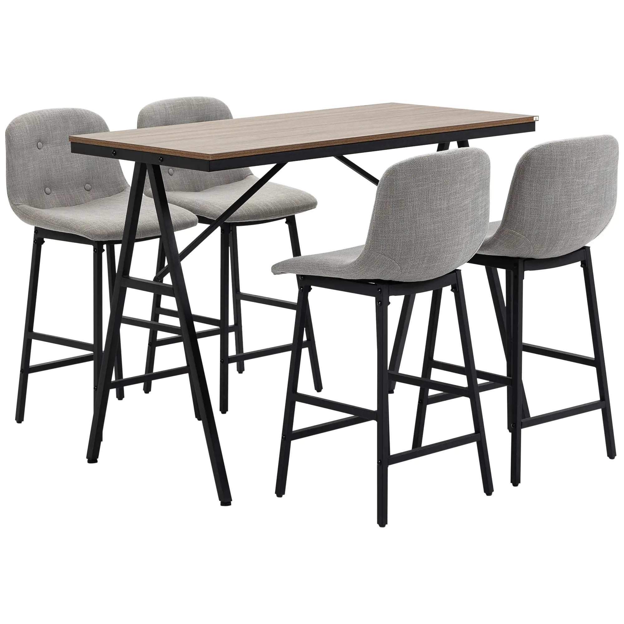 HOMCOM Bartisch-Set 5-tlg. mit Barhockern viel Platz hoher Sitzkomfort