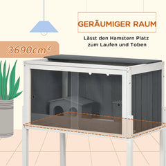 PawHut Zwerghamsterkäfig mit Regal und Acrylschiebetüren Holz