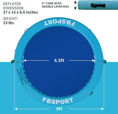 Aufblasbares Dock, schwimmende Plattform, 2,44 m aufblasbares Wasserhängematten-Schwimmdeck für See mit Getränkehalter, runder Schwimmring, Schwimmfloß, Liegeinsel, Plattformpolster