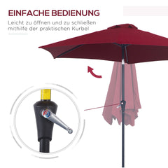 Outsunny Sonnenschirm Kippfunktion Handkurbel Aluminium Rot