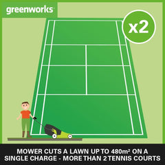 Greenworks 48V (2x24V) Selbstfahrender Akku Rasenmher für groe Flchen bis zu 480m, 46cm Schnittbreite, 55L Sack PLUS zwei 4Ah-Akkus und Doppelladegert GD24X2LM46SPK4X