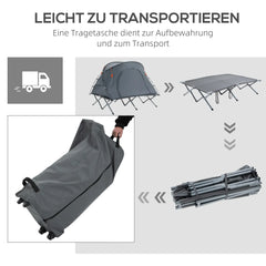 Outsunny Campingbett mit Zelt & Luftmatratze für 2 Personen, 200×146×159 cm, Grau