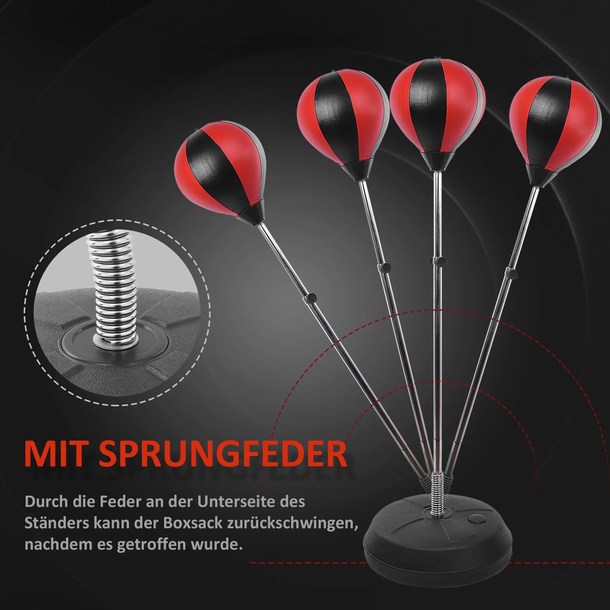 HOMCOM Punchingball Set höhenverstellbar inkl. Handschuhe Pumpe
