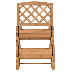 Outsunny Hochbeet Pflanztreppe rustikales Fass-Design mit Rankgitter Massivholz