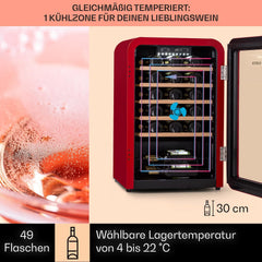 Klarstein Weinkühlschrank, Getränkekühlschrank Schmal, Kühlschrank mit Glastür, Getränkekühlschränke Freistehend, Weinkühlschrank Klein, Weinkühlschränke 1 Zone, UV-Schutz, 4-22 °C, 19 Flaschen